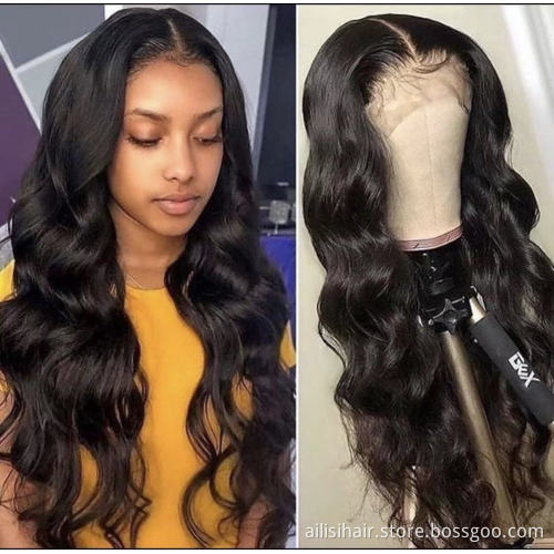 High Quality 180% 250% Best Vendor Swiss Lace Transparent Brazilian Wigs Human Hair For Black Women HD Full Lace Frontal Wig